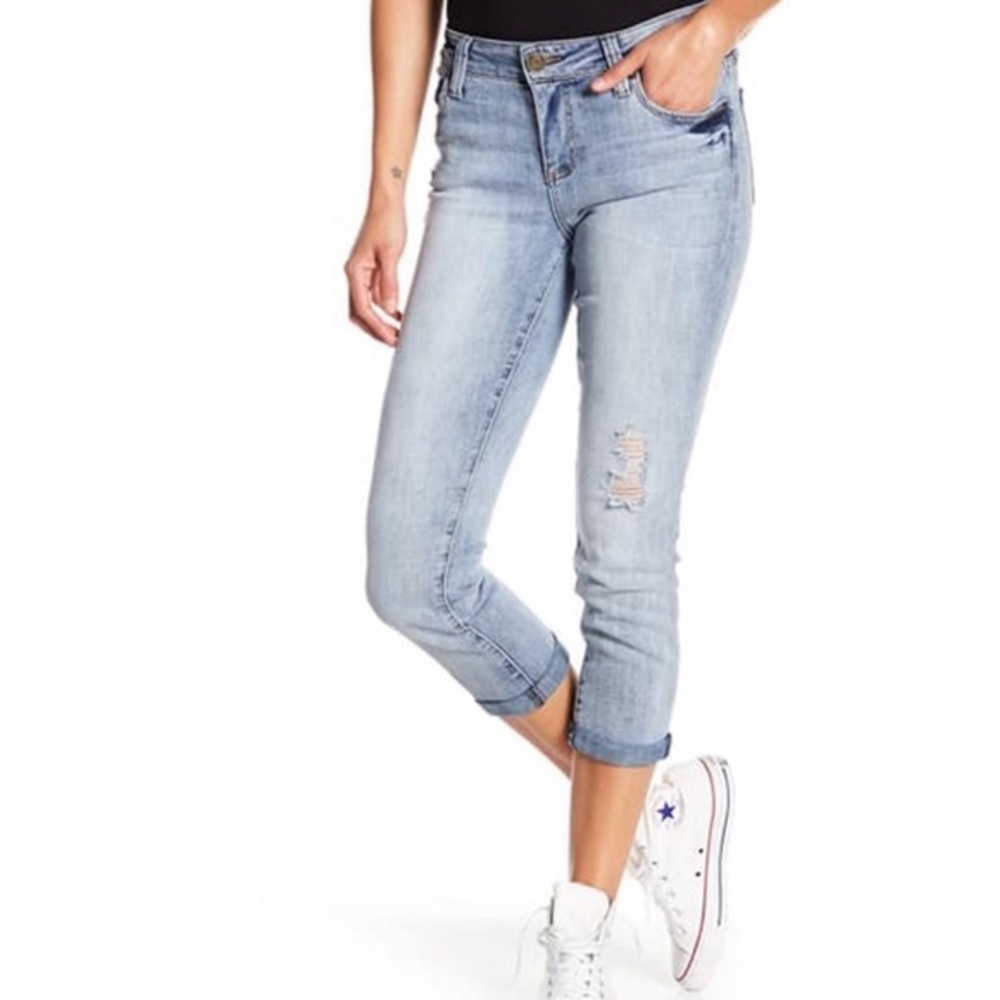 Kut From The‎ Kloth Bardot Skinny Crop Jeans Light Wash Size 20W Distressed